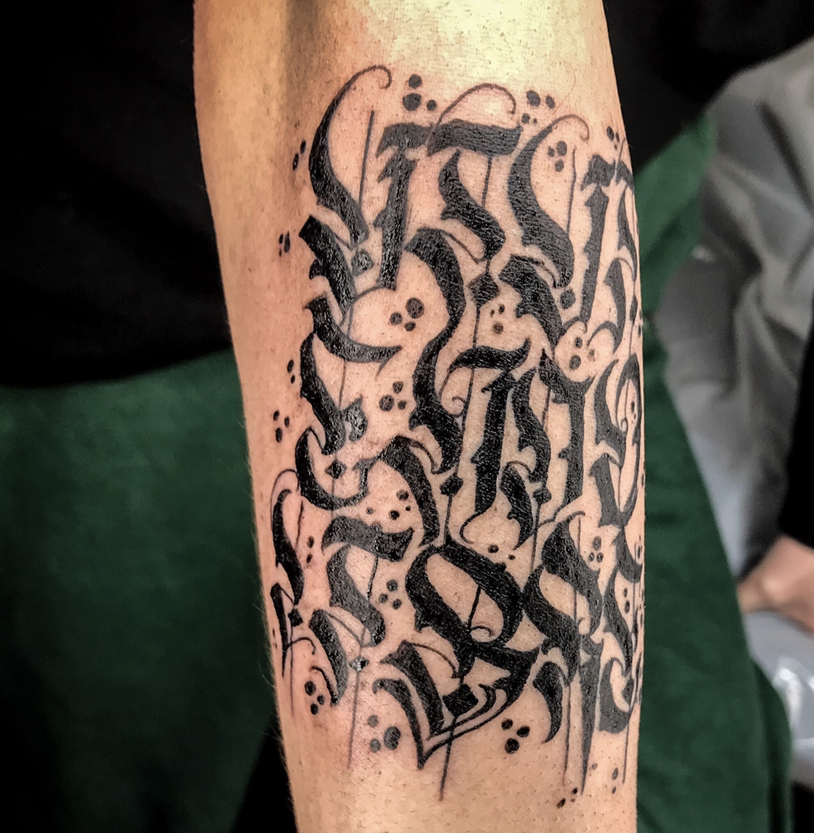 Dark lettering