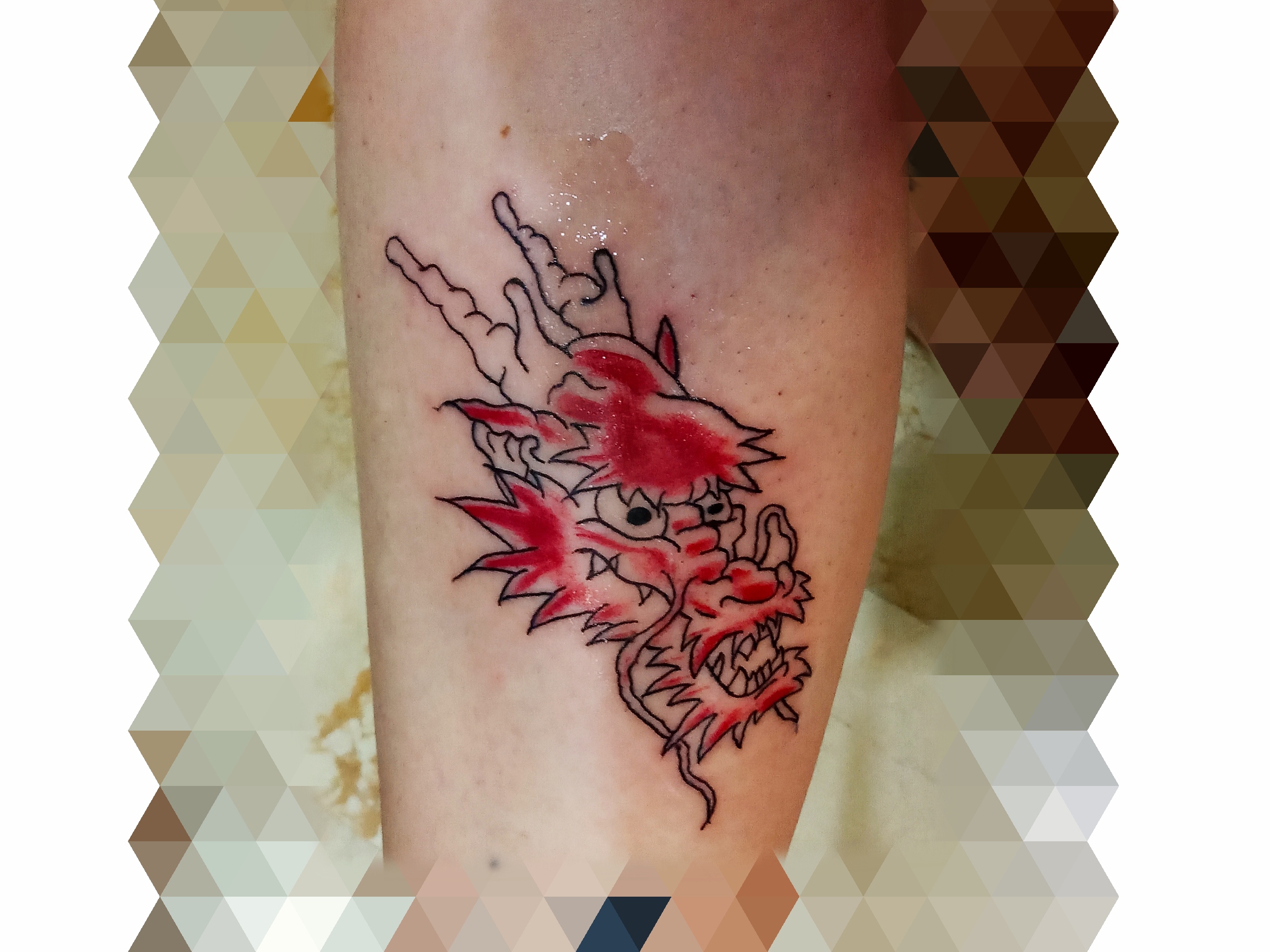 Dragon's head traditional japanese tattoo.